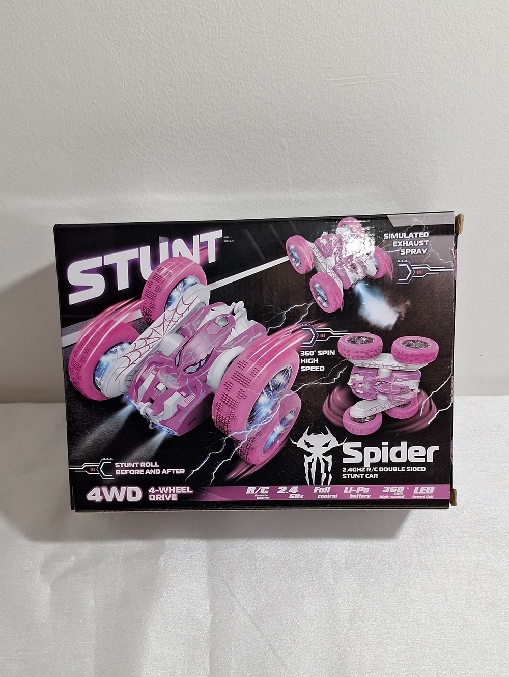 Spider Stunt Car - Pink 4WD Kids Remote RC Toy